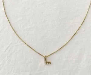 Anne Klein Y2K Dainty Gold Rhinestone ‘L’ 16” Necklace NWT thumbnail 5
