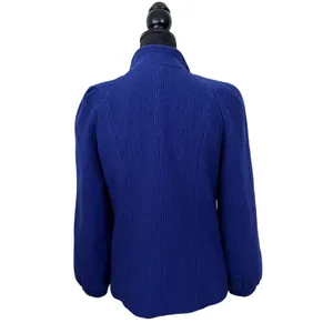 Freddi-Gail Vintage Royal Blue Chevron Wool Puff Sleeve Peacoat Preppy Academia thumbnail 3