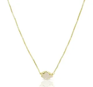 Kendra Scott Elisa Gold Iridescent Drusy Pendant Necklace Dainty Jewelry‎ thumbnail 1