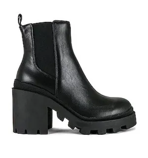 Steve Madden Roxie Platform Bootie in Black Leather, Chunky Lug Sole, size 9 thumbnail 1