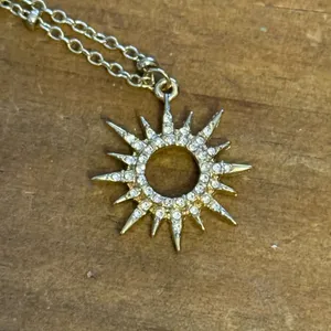 Mud Pie gold tone pave sun pendant necklace thumbnail 3