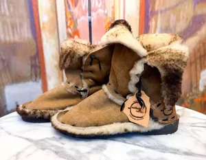 Malibu Cowboy Leather Shearling Handmade Boots Brown Size 7 NWT thumbnail 1