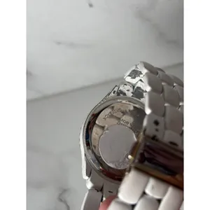 Embassy by Gruen White Enamel Crystal Bezel Quartz Watch Gold Tone Accents thumbnail 6
