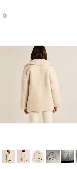 Zara Cream Faux Shearling Toggle Jacket with Black Trim thumbnail 3