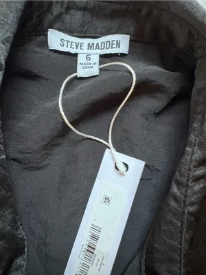 NWT Steve Madden Tori Black Satin Ruched Tie Waist Midi Dress Size 6 thumbnail 3