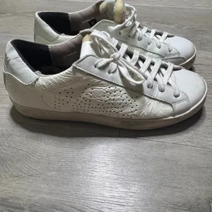 P448 John White Crinkled Leather Low Top Sneakers Italy Women Size 37 or 6.5 thumbnail 12