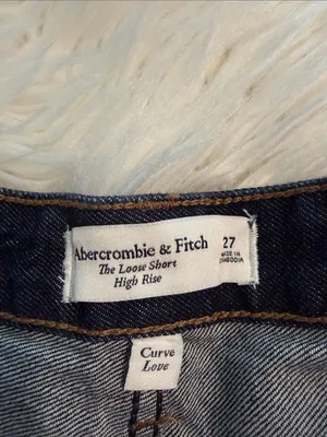 Abercrombie &Fitch High Rise The Loose Shorts size 27 Dark Wash Denim brand new thumbnail 3