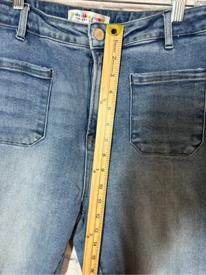 Risen Classic Mid Wash Wide-Leg Flare Women's Jeans, sz 15/32 thumbnail 5