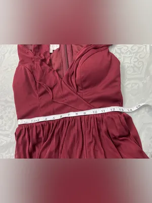 Azazie Burgundy Ruffle Wrap Maxi Dress with Side Slit thumbnail 8