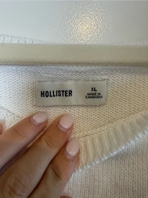 Hollister Cream Off-the-Shoulder Sweater with Red Cherry Patch thumbnail 3