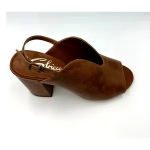 Real Leather Sling Back Chunky Heel Peep Toe Sbicca Windor Brown size 7 thumbnail 11