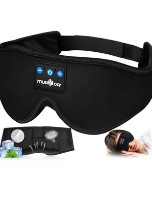 Black Sleep Mask with Built-In Headphones thumbnail 12