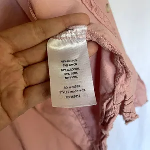Altar'd State pink‎ button down jean jacket style cotton rayon women's S raw hem thumbnail 6