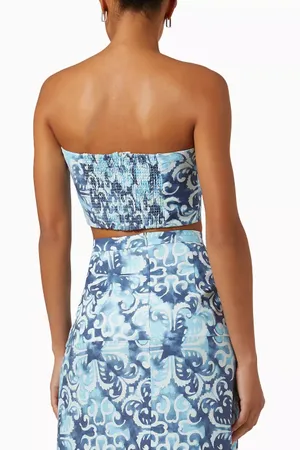 ALEXIS Isola Top in Blue & White Linen XS NWT thumbnail 2