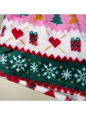 NWT No Boundaries Women’s Christmas Fleece Pajama Shorts Pink Green Size S 4-6 thumbnail 3