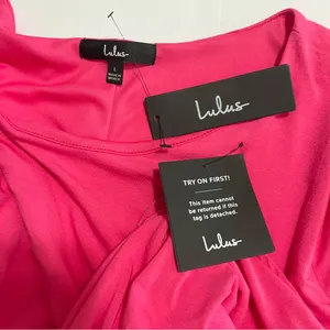 NWT Lulus Comeback Baby Hot Pink Long Sleeve Knit Dress‎ LARGE thumbnail 10