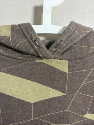 Oiselle Jagged Hoodie Pullover Geometric Print Brown/Olive thumbnail 6