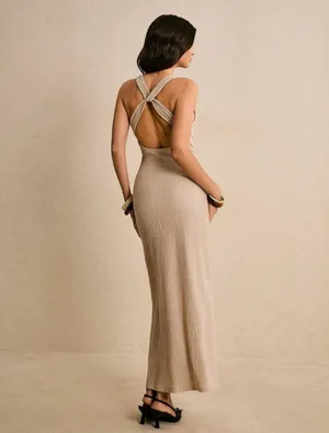 Beige Textured Beachy Dress thumbnail 2