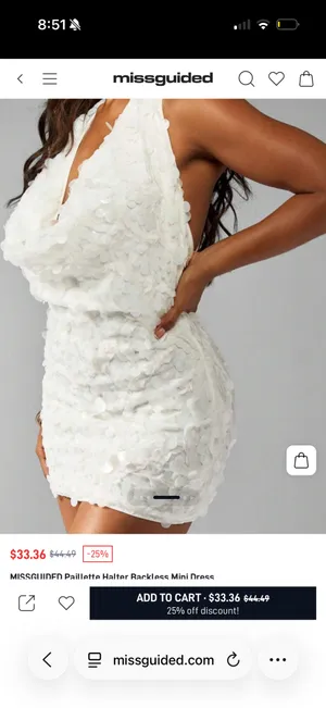 Sequin white party dress thumbnail 4