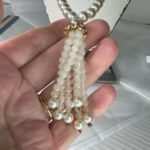 Vintage faux glass pearls 24” & beaded tassel. thumbnail 3