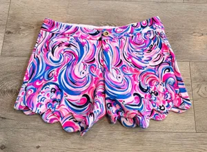 Lilly Pulitzer Buttercup Scallop Hem Shorts Rax Berry Flamingoals‎ Casual Size 0 thumbnail 1