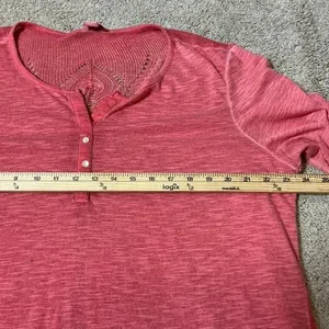 Ariat Crochet Back Henley Top Womens XXL Coral Pink Long Sleeve Slub Knit Boho thumbnail 5
