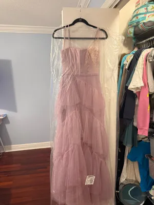 BCBGMAXAZRIA Corset Tulle Gown in Pink Tint thumbnail 6