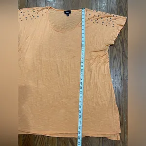 Mossimo Denim Chic Orange Studded Women's Tee thumbnail 7