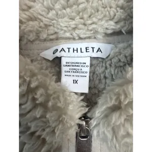 Athleta Westbound Sherpa Jacket Abalone Grey/Cream Full‎ Zip Plus Size 1X thumbnail 3