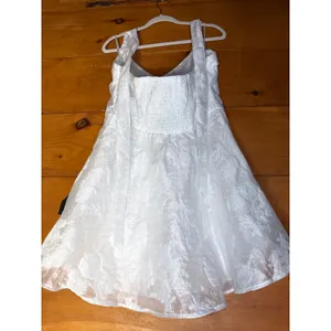 NWT Lulus Bonni White Floral Jacquard Halter Mini Dress Engagement Party Size XL thumbnail 6