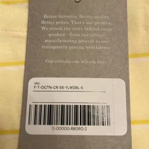 Everlane The Organic Cotton Crew Tee yellow stripe Size S NWT thumbnail 5