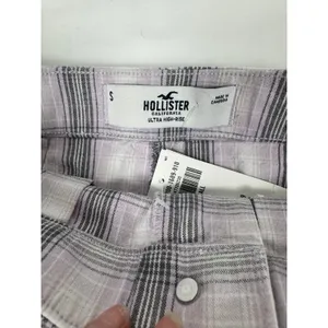 Hollister Ultra High-Rise Plaid Mini‎ Skirt Lavender Purple Grey Small NWT thumbnail 6