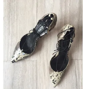 Topshop Snake Print Lace Up Heels 6.5 kitten heel NEW thumbnail 2