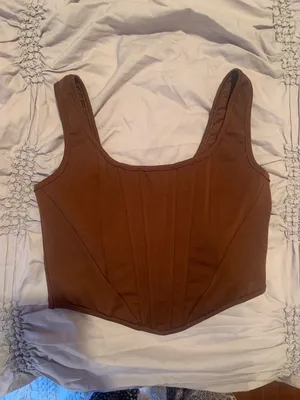 Brown Cropped Corset Top thumbnail 1