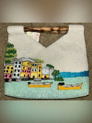 Handcrafted in India Portfino Bamboo Handle Beaded Bag thumbnail 2