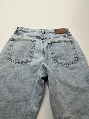 Sezane Denim Jean Womens‎ US 4 Mid-rise Tapered Straight Button Fly Bleach Blue thumbnail 13