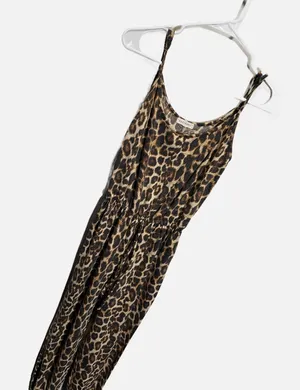 Socialite Leopard Print‎ Jumpsuit XS Brown Animal Print Spaghetti Strap Knit thumbnail 1