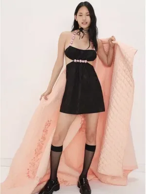 NWT For Love And Lemons Millie Slip Dress XXS Black Pink Rose Floral thumbnail 3
