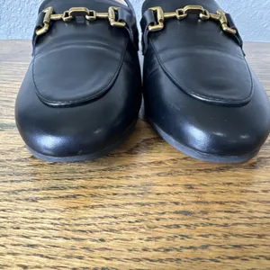 C. Paravano Black Loafers Moccasins w/ Gold Buckle Womens Size 38 US 7.5 Preppy thumbnail 9