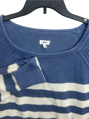 Aerie Women’s M Blue White Striped Knit Sweater Coastal Nautical NWT thumbnail 4