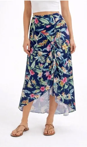 Tommy Bahama Floral Cover Up Skirt Womens Small Flowy‎ Tropical Beach Resort thumbnail 1