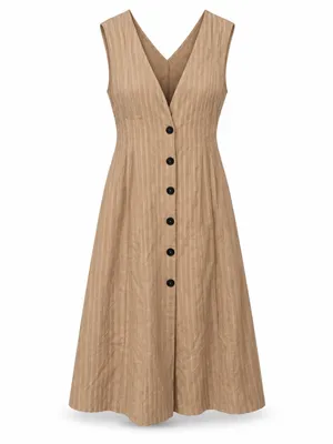 NWT Mustard Seed Brown Striped Button Front Maxi Dress Women’s Medium thumbnail 2