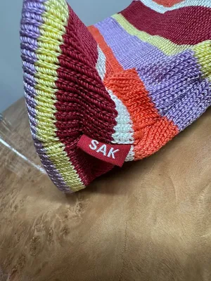 The Sak Original Striped Knit Shoulder Bag Red Orange Purple Y2K Boho Purse thumbnail 4