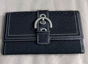 🖤✨ Coach Signature Jacquard Turnlock Wallet Black Leather Trim ✨🖤 thumbnail 1
