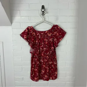 Old Navy Red Floral Short Sleeve Top Size M thumbnail 8