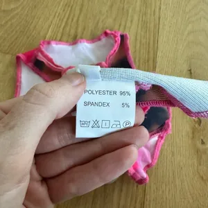 Asymmetrical Crop Top with Mesh Panel in Pink and Black thumbnail 3