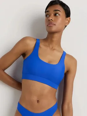 NWT Quince Electric Blue Italian Tank Bikini Swim Suit Top Women's Size Small thumbnail 1