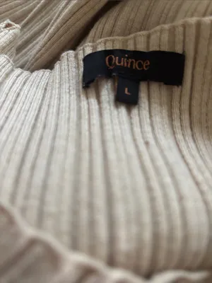 Quince Cotton Cashmere Ribbed Sleeveless Midi Dress Sz L Heather Oatmeal Summer thumbnail 9