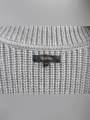 Quince Gray Cable Knit Cardigan Sweater Collared Button Front 100% Wool Medium thumbnail 3