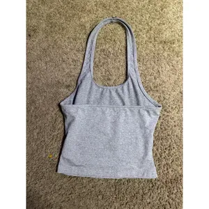 Unbranded Heather Gray‎ Halter Neck Crop Top Scoop Neck Stretch Jersey S/M thumbnail 4